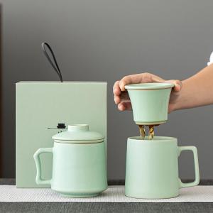 Ceramic Tea Cup with Strainer and Lid