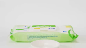 Poomsoft Baby wipes 40แผ่น/ซอง เม็ดไข่มุกลายทาง ทิชชู่เปียก 220x200มม ผ้าเช็ดเปียกแบบยาว