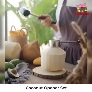 Coconut Opener Kit|Coconut Scraper| Stainless Steel Coconut Opener| Manual Coconut Opener| Coconut shell opener|Coconut opener black| Multi-purpose Coconut Opener| Coconut| Digging Coconut Shreds Meat Taker l Opener Punch Tool Gadget| Coconut Hammer