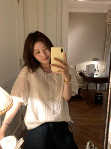 Áo Sơ Mi Tay Bồng Phong Cách Pháp Kích Cỡ Lớn Tencel Lycell Voan