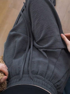 Summer Thin Ice Silk Wide Leg Pants Womens Straight Cut Loose BF Lazy Style Mountain Brand Casual Trousers High Waist Long Pants