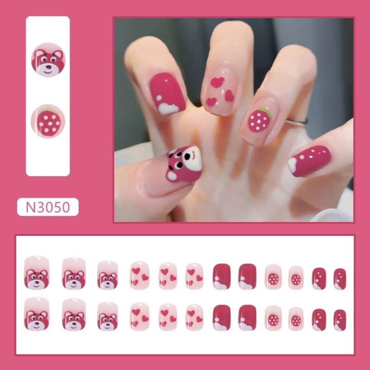 Mẫu nails gấu dâu | Butterfly nail designs, Cute nail art designs, Pretty  nails