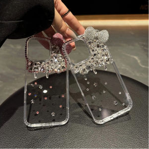 เคสโทรศัพท์สำหรับ Xiaomi Redmi Note 14 13 12 12S 11S 10S 10 Pro + Plus 4G 5G โบว์พลอยเทียมแบบนิ่มฝาหลังกันกระแทก