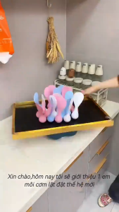 Môi Xới Cơm LẬT ĐẬT Cao Cấp Chịu Nhiệt Tự Đứng Không Bị Đổ Muôi Cơm Hạt Vân 3D Không Dính Cơm