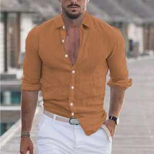 New Mens And Womens Summer Business Casual Lapel Beach Shirts Long-sleeved Solid And Multi-color Hawaiian Holiday Clothing