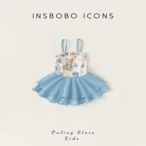 insbobo | Đồ Bơi Đầm Dây In Hình Gấu Thời Trang