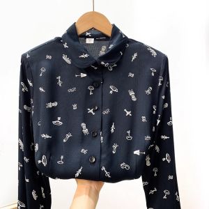 Vintage Style Long Sleeve Printed Casual Shirt Womens Slim Fit Spring Summer Autumn Fashion Commute Regular Length Button up