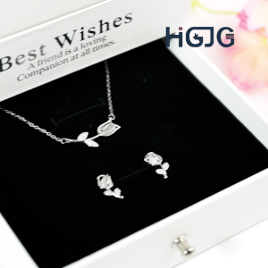 Bộ Dây Chuyền Bông Tai Hoa Tulip HGJG Phụ Kiện Trang Sức Bạc 925 Đeo Đi Chơi Quà Tặng Bạn Gái