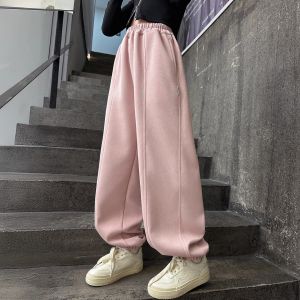 Girls Sports Pants Spring Autumn New Style Korean Version Bend Knife Shape Middle School Students Comfortable Cotton Blend