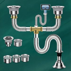 Stainless Steel Odor-Preventing Sink Drain Kit