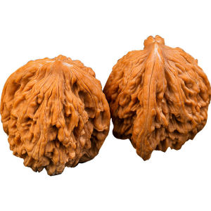 Antique Style Apple Garden Walnut Carving Handheld Four Tower Building Thick Fiber Sharp Tip Blackened Surface Wood Craft