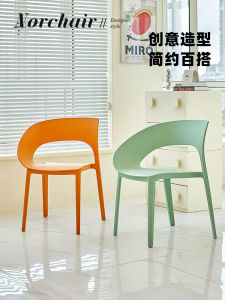 NORCHAIR Nordic Style Plastic Dining Chair Simple Backrest Stacking Chairs for Small Spaces Tea Shop Home Use Adult Seat