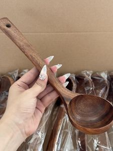 BoShang Home Large Wooden Spoon Long Handle Kitchen Utensil Real Wood Soup Spoon Rice Porridge Wooden Spoon for Cooking