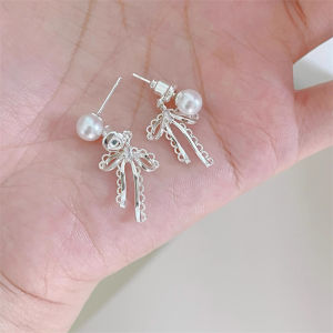 Elegant Pearl Butterfly Knot Edge Lace Womens Hoop Earrings Luxury Feel Unique Fashion Jewelry Accessories