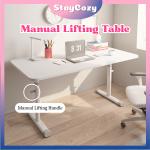 Adjustable Height Office Table Room Table Manual Lifting Table With Handle Laptop Table Meja Komputer Meja Kerja