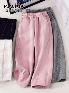 Fashionable Patchwork Straight Leg Pants Spring Clothing for Girls Loose Long Trousers Childrens Wear Casual Cotton Blend Fabric