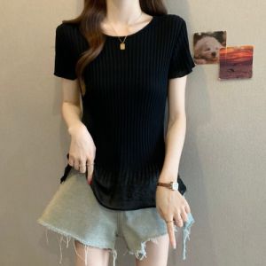 AIYITI | Elegant Organza Hem Short Sleeve Big Size Slim Fit T-shirt