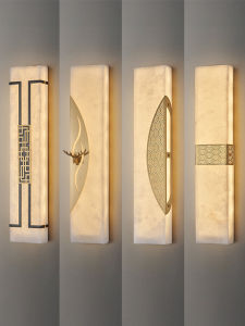 New Chinese Style Copper Marble Wall Lamp Chinese Style House Living Room Background Wall Bedroom Bedside Stair Corridor Aisle Light