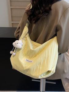 Summer Large Capacity Canvas Tote Bag Womens Single Shoulder Crossbody Bag Commuter Korean Style Student Bag Shopping Bag