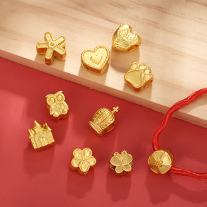 สร้อยคอ สร้อยข้อมือ ลูกปัดกั้นรูใหญ่หลายแบบ ทองคำโบราณ รูปหัวใจ รูปผีเสื้อ รูปมงกุฎ ลูกปัดโลหะผสม โลหะผสมเงิน โลหะผสมทอง