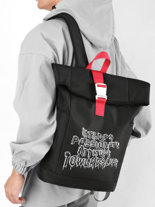 Outdoor Large Capacity Mens Travel Backpack Canvas Material Trendy Street Style Hiking Commuting Dual-shoulder Bag