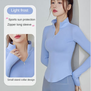 Half Zip Long Sleeved Outdoor Leisure Sports Breathable and Tight Fitting Nude Fitness Sunscreen Yoga Suit