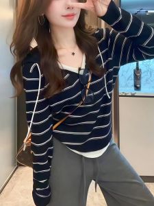 Striped Hooded Knit Sweater