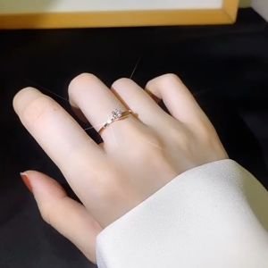 Saudi Gold Pawnable  Promise Ring Woman Engagement Ring 14K Gold Wedding Ring 1.25 Ct Solitaire Diamond Tail Rings