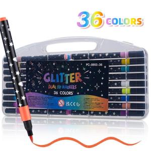 Glimmering Single-Head Round-Bar Art Supplies Fluorescent Pen with Shiny Powder for Primary School Students Drawing Markers