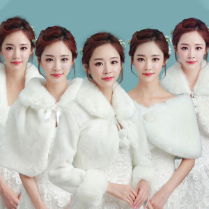 Warm Faux Fur Shawl New Style Wedding Dress Small Shawl Marriage Ceremony Wine Serving Costume Accessories Hot Sale Autumn Winter