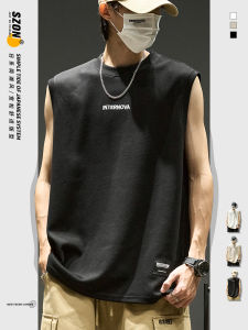 เสื้อกั๊กบาสเก็ตบอลผ้าฝ้ายแท้ แขนกุด ปักลาย แฟชั่นสตรีท สไตล์อเมริกัน สำหรับผู้ชาย ฤดูร้อน 2024 เสื้อกั๊กคอตตอนระบายอากาศได้ดี