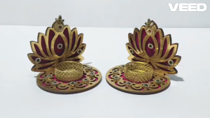 Traditional MDF Lotus Tealight Holder | Handmade Flower Diya Base for Diwali Pooja & Festive Décor | Reusable Candle Stand for Home & Gifting (1 Pc)