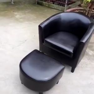 Ghế Sofa Đơn Kèm Đôn Bầu Chân Gỗ Sang Trọng - Ghế Thư Giãn Hội Trường Ghế Bida Ghế Tiệm Nail Giá Rẻ Tại Xường