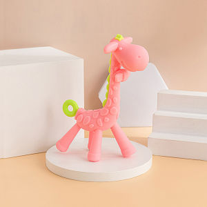 2Pcs Baby Deer Teether Toy Glue Giraffe Set Ring Deer Love Cute Animal Molar Relief Teething Discomfort Soft Silicone