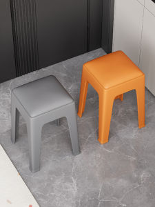 Modern Minimalist Plastic Makeup Stool Thickened Stackable Bedroom Chair Cream Style Home Use Stool for Adults Non-Assembled