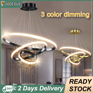Gogeous 3 color dimming chandelier 60W ceiling light simple nordic ceiling lights sala modern design pendant light drop lights for living room dinning room