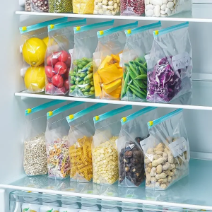 Zipper Sealed Bag Food Grade Fresh-keeping Bag Household Refrigerator Storage Food Packaging Sealing and Compact Bag Reusable