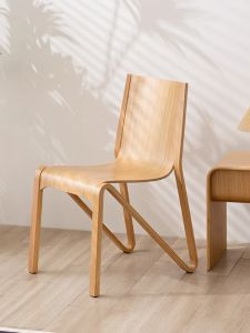 Minimalist Modern Designer Solid Wood Chair Middle-Ancient Stackable Dining Chair Quiet Wind Ready Chair Living Room Desk Stool