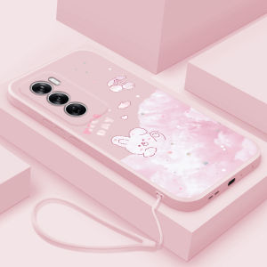 Ultra-Thin Silicone Phone Case for Oppo Reno12 pro Cute Cloud Rabbit Design Full Lens Protection Anti-Fall Creative Womens Style