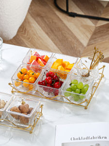 Handmade Glass Fruit Tray European Style Stone Pattern Dry Fruit Serving Tray Bar Foot Bath Snack Display Tray KTV Fruit Tray