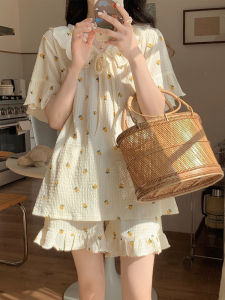 Pure Cotton Summer Sleepwear Womens Short Sleeve Home Clothes Outdoor Wearable Sweet Style Home Leisure Comfortable Short Pants