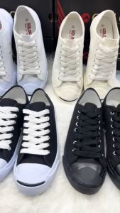 Jack-GoldCity รองเท้าผ้าใบพื้นนุ่มใส่ทน! มี 5 สี ขาว ดำ กรม ครีม ดำดำ Size 37-45