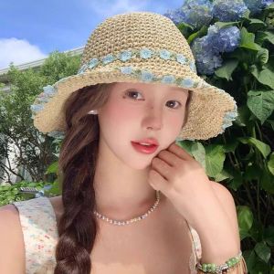 UV Protection Women s Protective Summer Bucket Sun Hat Wide Brim Foldable Straw Hat for Seaside Casual Daily Wearing