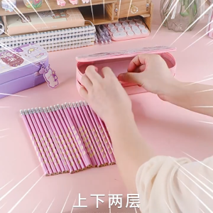 LVYIMAO กล่องดินสอเด็กความจุขนาดใหญ่สองชั้นกล่องเก็บดินสอสำหรับเด็กผู้หญิงกล่องเครื่องเขียนน่ารัก