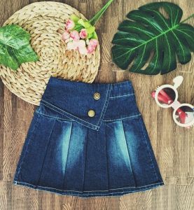 Rok rempel jeans anak perempuan 1-7th