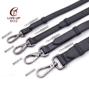 Smiling Life Black Lychee Pattern Shoulder Bag Strap Genuine Leather Wide Crossbody Belt Accessory for Shoe Bags