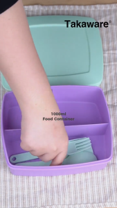 Takaware NomNom 1000ml Kotak Bekal 4 Sekat - Lunch Box Sekat Banyak & Anti Bocor Free Sendok Garpu