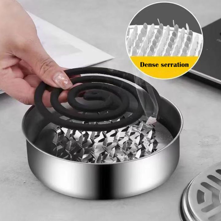 Mosquito Coil Holder Coil Incense Burner With Mesh Stand Camping Garden.jh