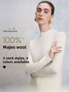 HR | HR Helena Yangzi Wool Seamless Knitted Base Shirt Womens Spring Autumn Versatile Soft Merino Wool Long Sleeve Casual Wear