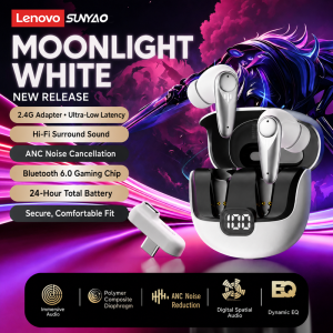 Lenovo | New Lenovo LE235 TWS 2.4G Wireless Bluetooth Headphones Low Latency ANC Noic Reduction Gaming Earphones Pro-Tuned FPS Earbuds